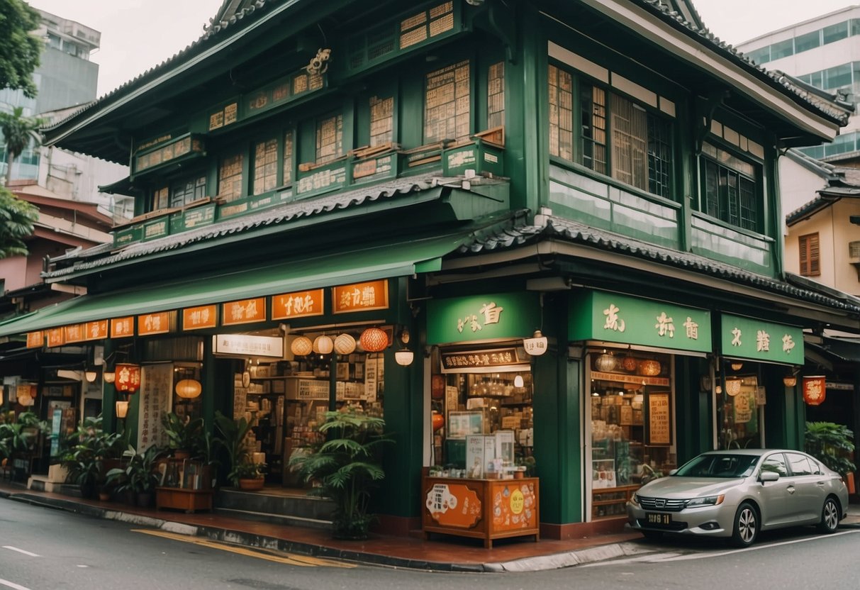 The iconic Tsujiri storefront stands tall amidst the bustling streets of Singapore, with its traditional Japanese architecture and vibrant green branding, drawing in locals and tourists alike