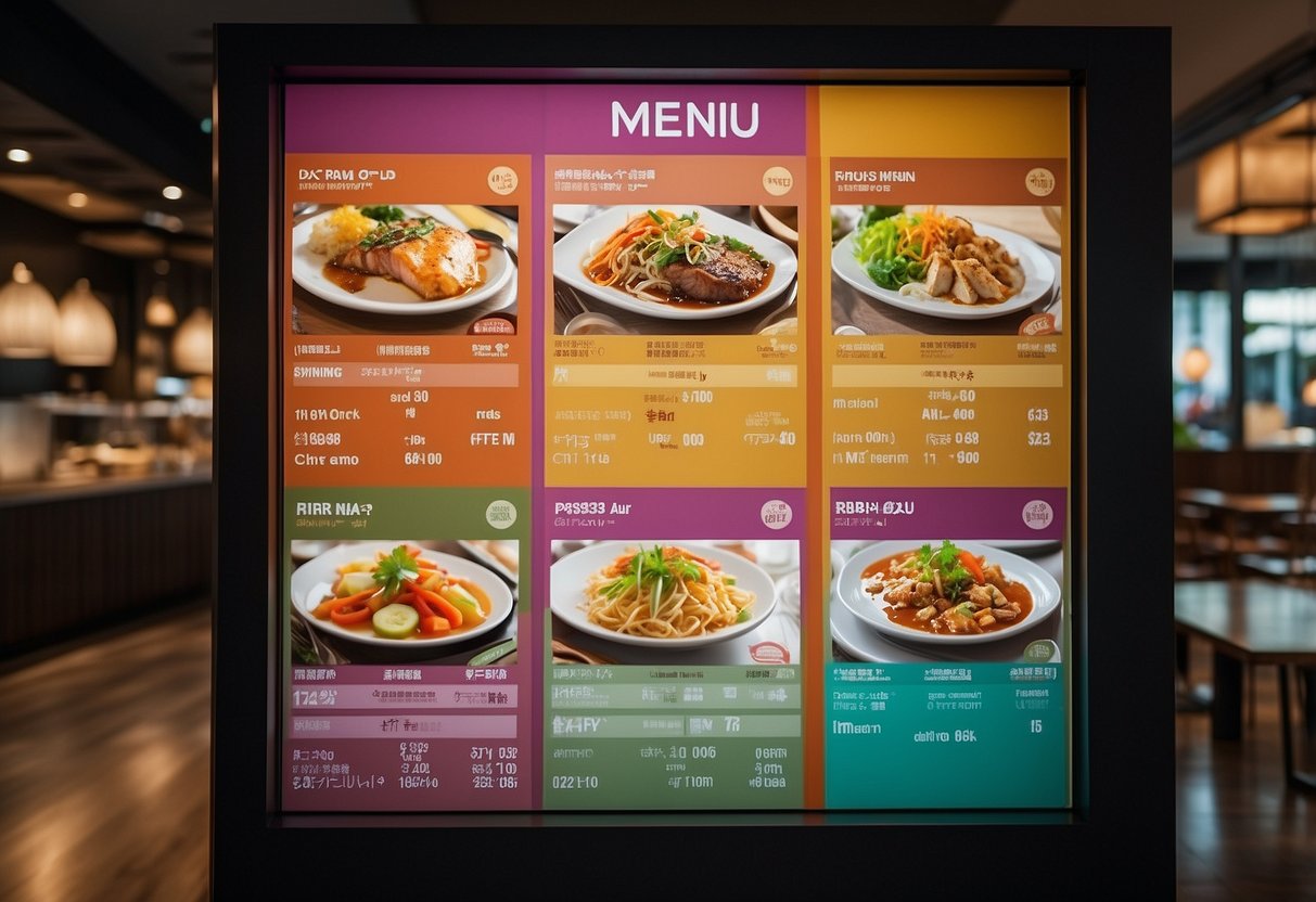 A colorful display of menu highlights and special offers at Tsujiri Singapore