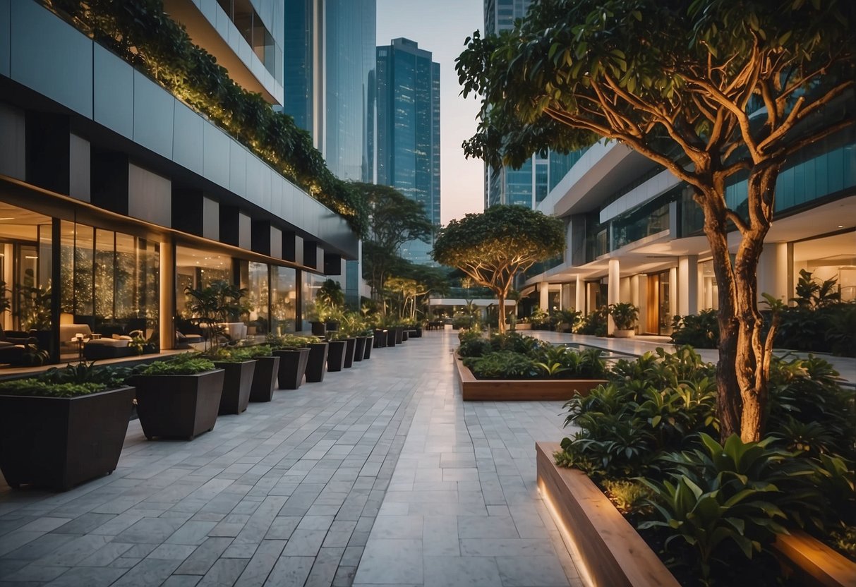 The scene features modern amenities and a bustling lifestyle at 76 Shenton Way, Singapore