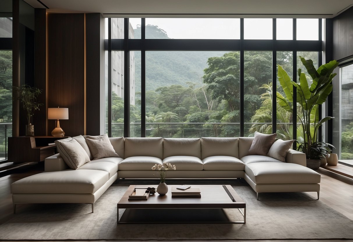 A modern living room with Cellini furniture in Singapore. Clean lines, neutral colors, and sleek designs create a sophisticated and stylish space