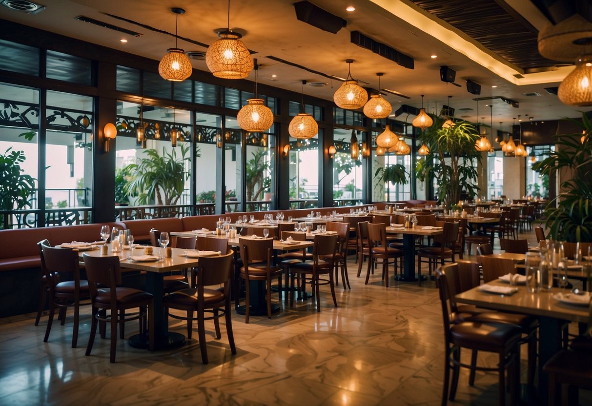 A bustling Greek restaurant in Singapore, filled with the aroma of quality ingredients and bustling with culinary activity