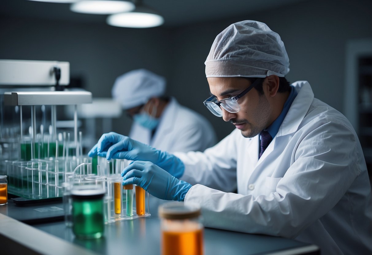 A lab technician extracts DNA samples and processes them for testing