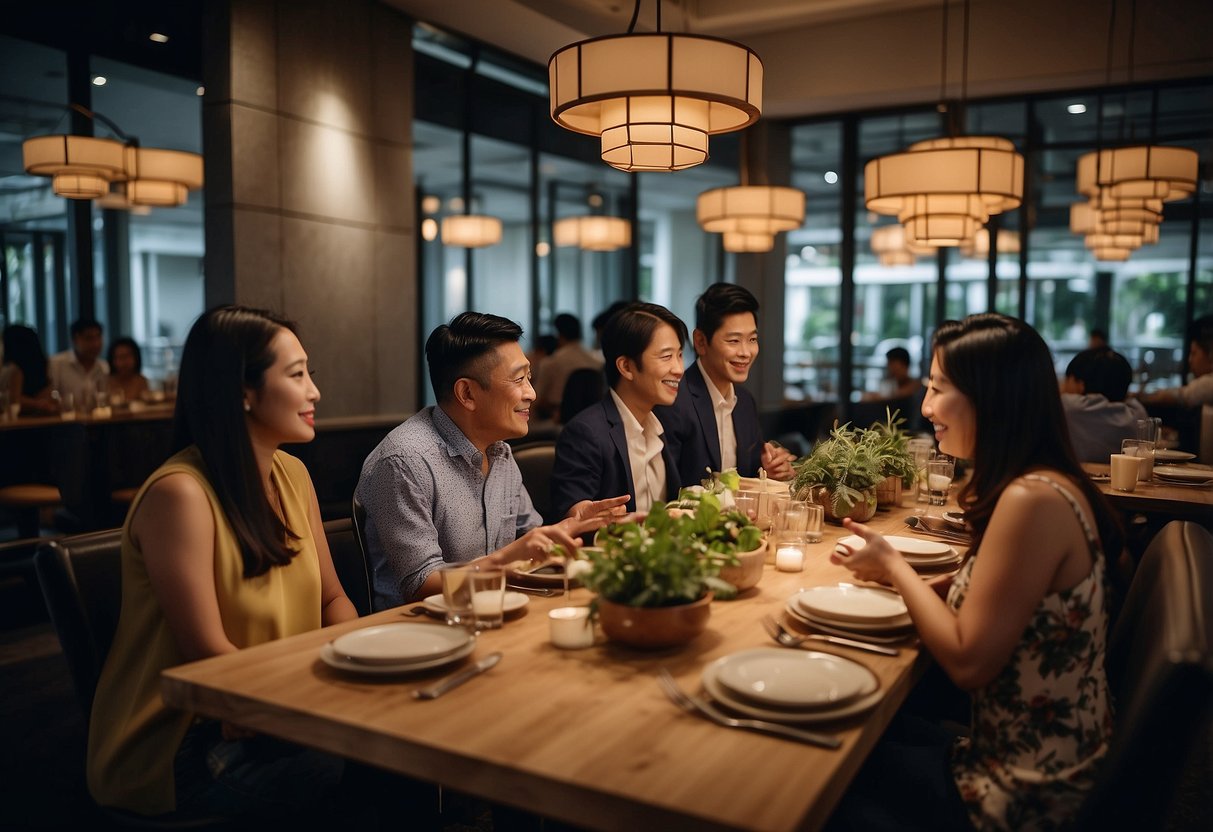 Customers dining at Gaig restaurant in Singapore, asking staff questions
