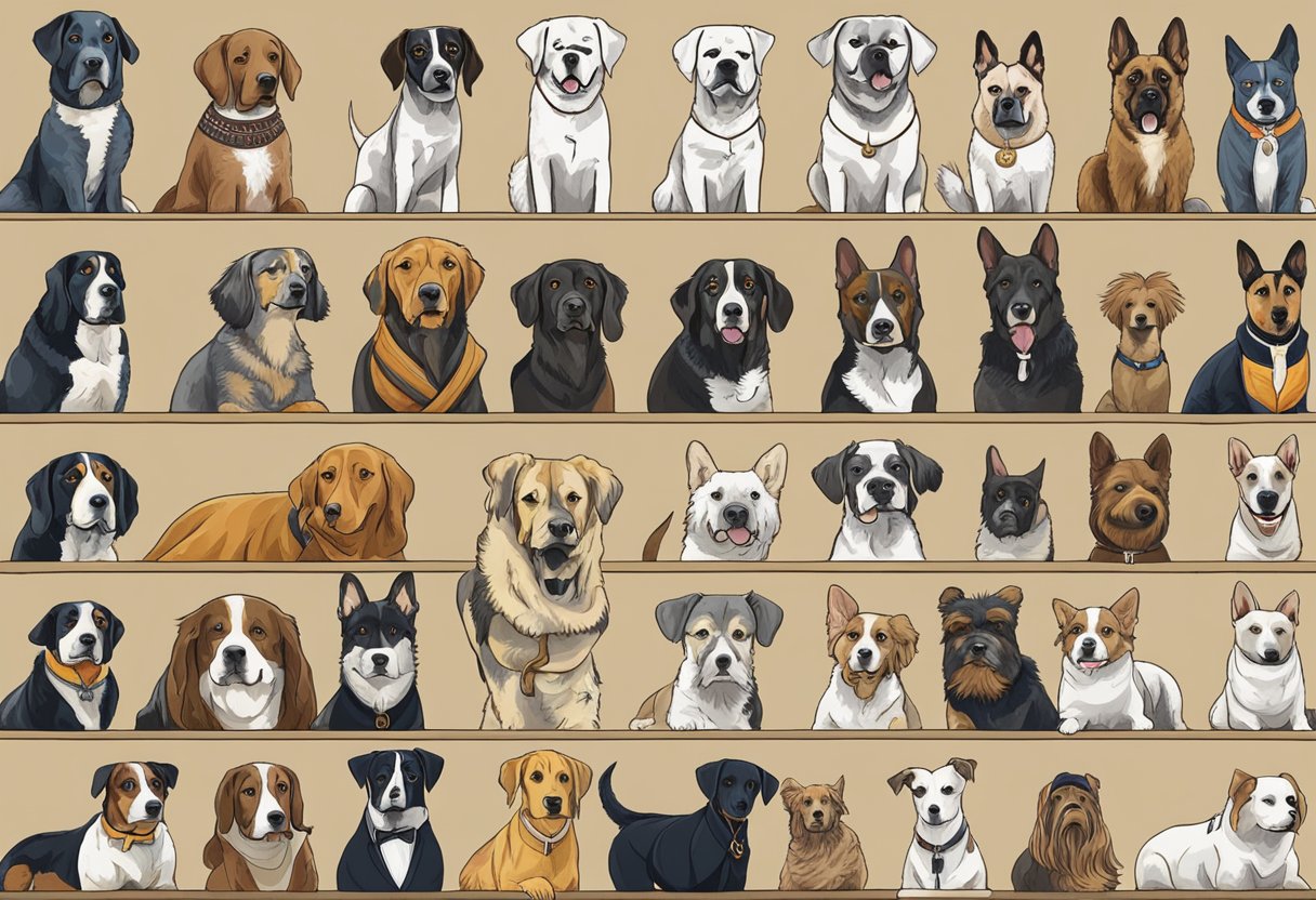 Dogs from history line up, each named after a famous figure. Their impact on culture is evident
