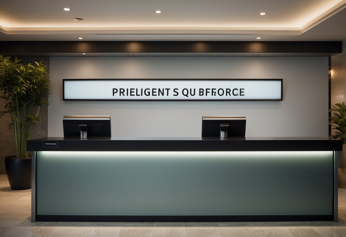 A clean, modern counter with a "Frequently Asked Questions" sign in Singapore