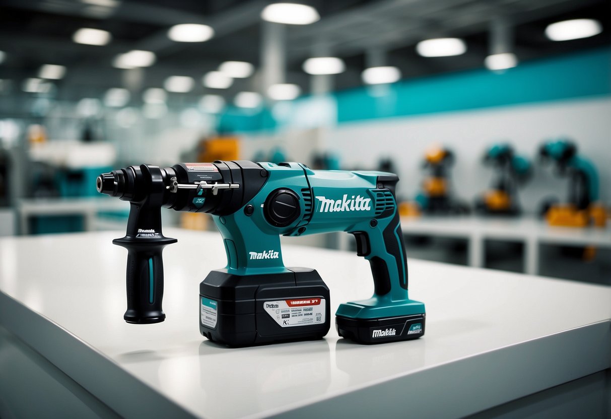 Makita Singapore's industrial tools displayed in a clean, well-lit showroom with the company logo prominently featured