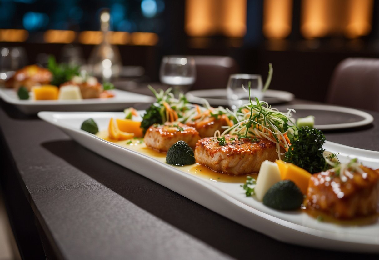 A table set with gourmet dishes at IHG Hotels Singapore