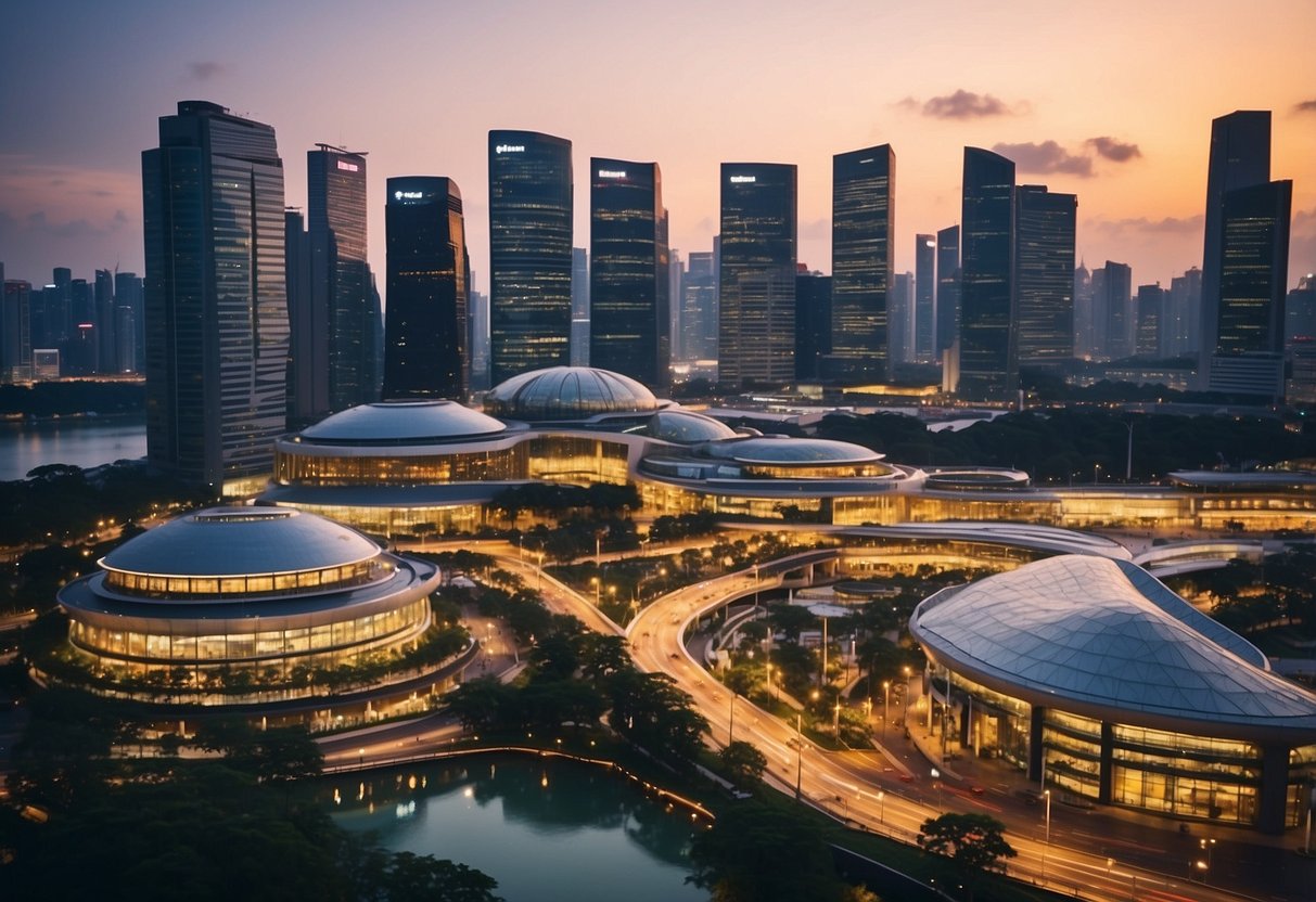 A bustling cityscape with modern architecture and vibrant street life in Singapore's bustling district, showcasing the Practical Information jaan singapore