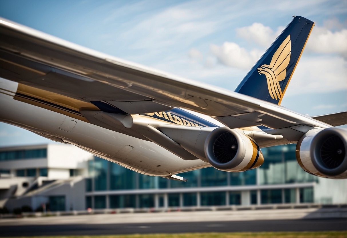 The Singapore Airlines logo is displayed prominently with the words "Frequently Asked Questions" underneath. The logo is sleek and modern, with a bold font and a distinctive bird motif