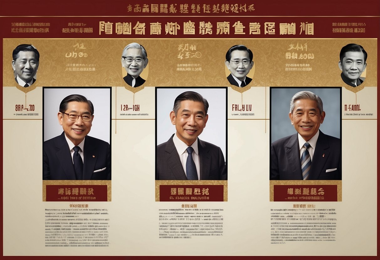 The evolution of the Singapore presidency is shown through a timeline of past presidents, from the founding of the position to the present day