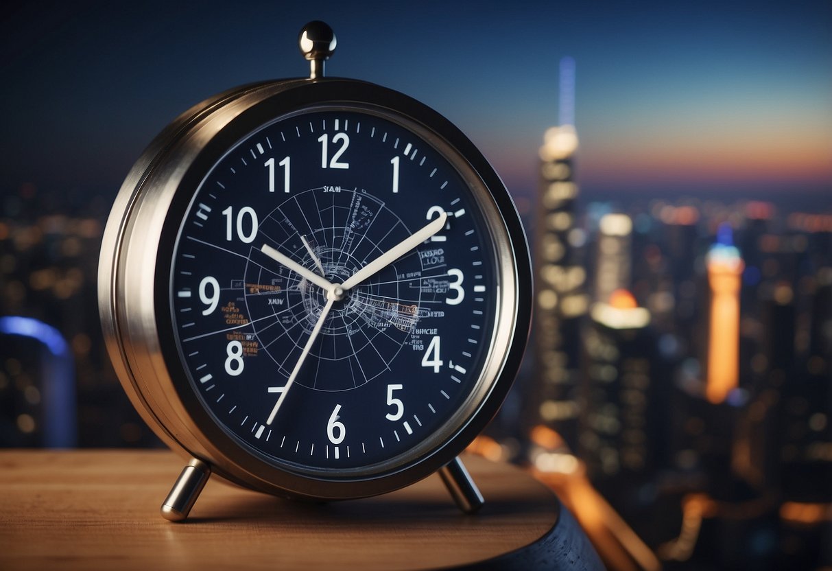 The clock shows 9pm in New York while a map of Singapore is displayed in the background