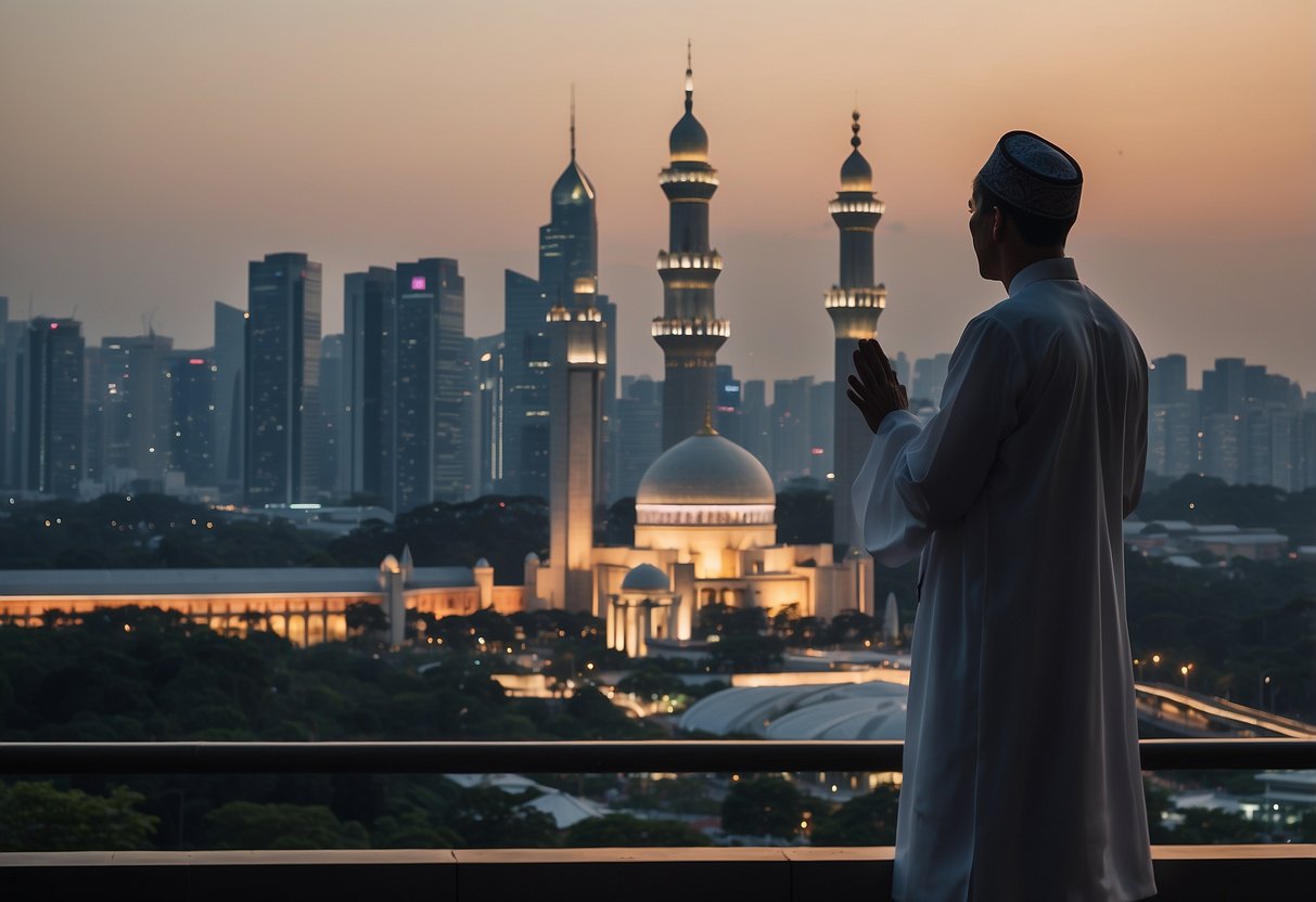 The call to prayer echoes across the city of Singapore, as the adzan resounds from the minarets of the mosques, filling the air with a hauntingly beautiful melody