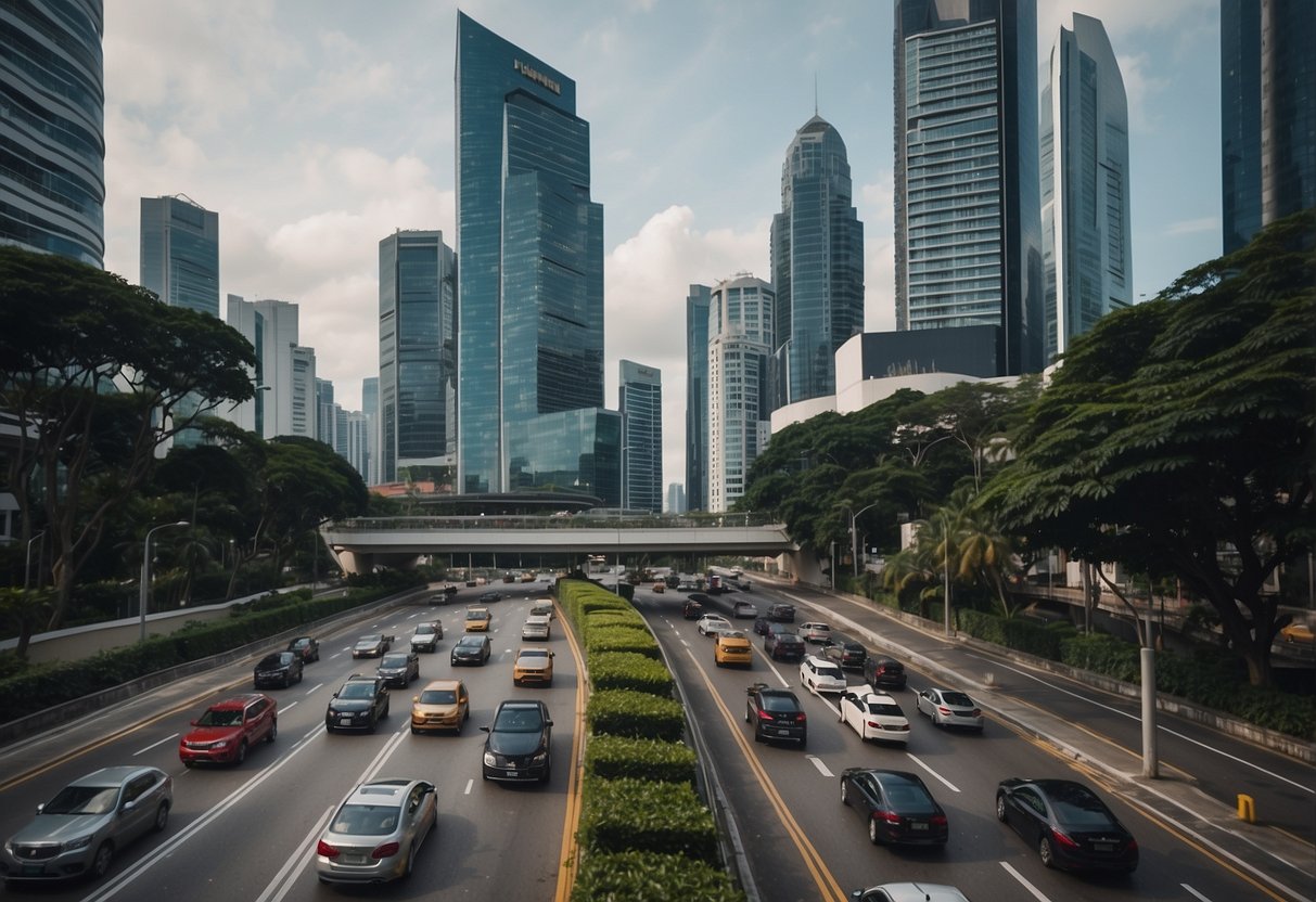 The bustling intersection of Cairnhill Road, Singapore, with towering skyscrapers and bustling traffic