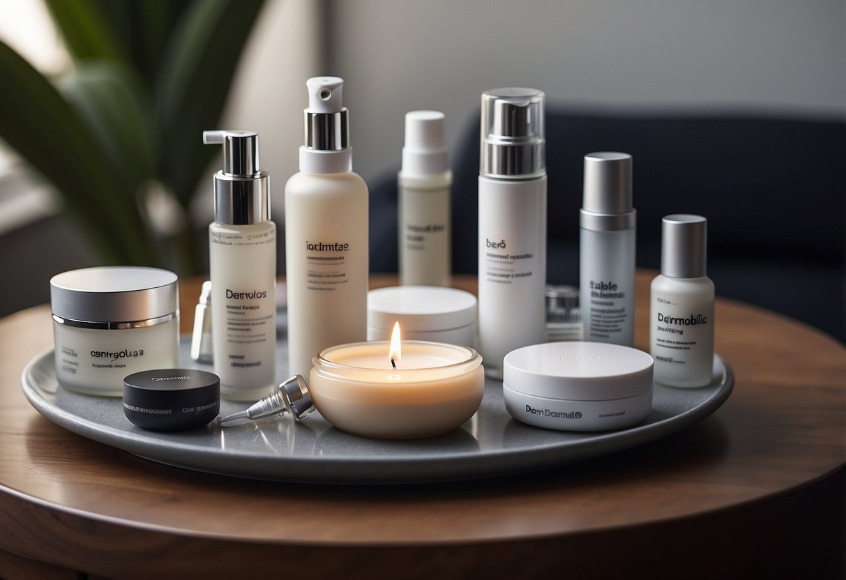 A table with various skin concerns and Dermalogica products displayed