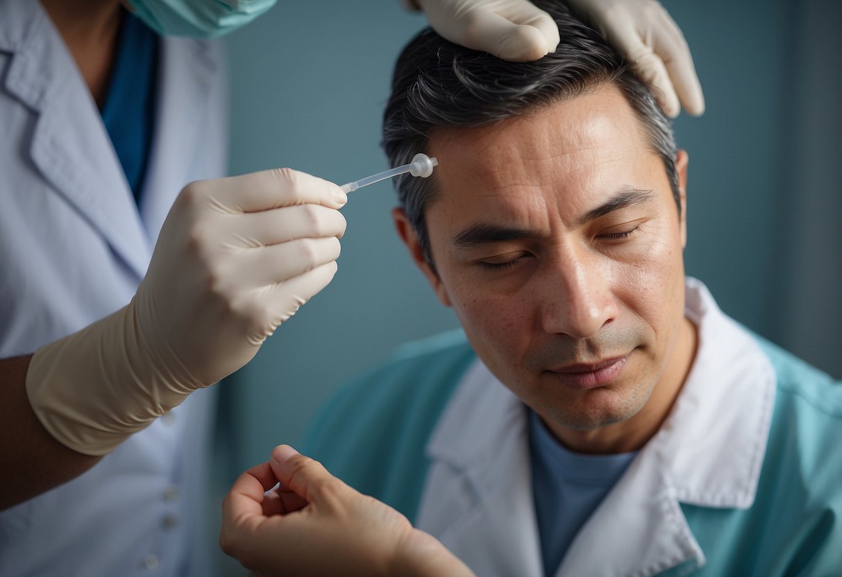 A dermatologist carefully removes a skin tag with precision in a clean and sterile medical setting in Singapore