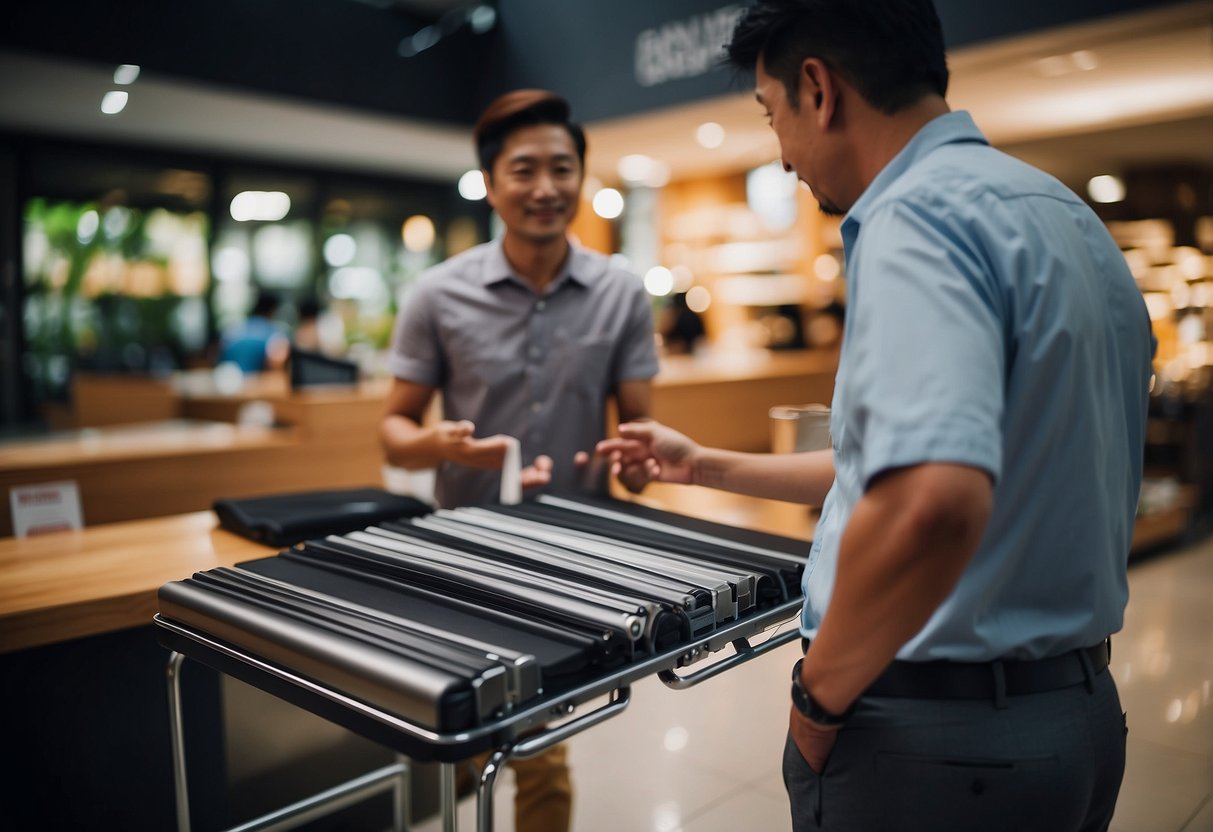 A customer buys a folding table in Singapore, then receives aftercare instructions