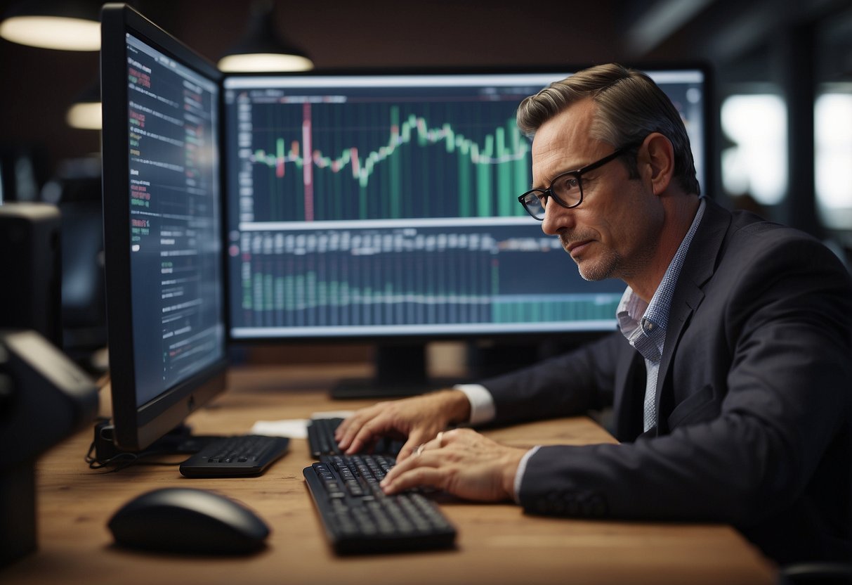 A business owner inputs financial data into GST software on a computer