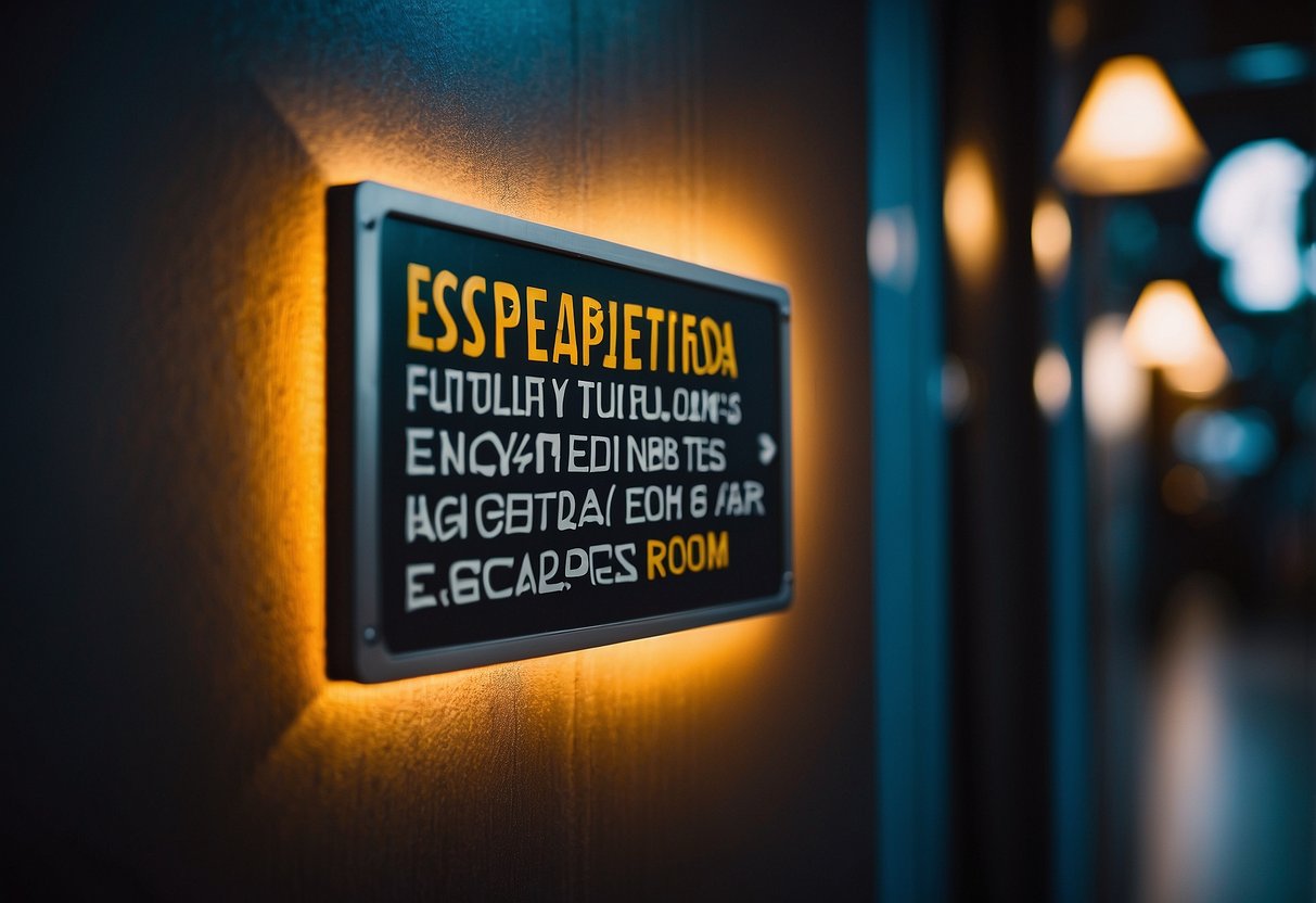 A sign outside an escape room with "Frequently Asked Questions" and "Lost SG Escape Room Singapore" written in bold letters