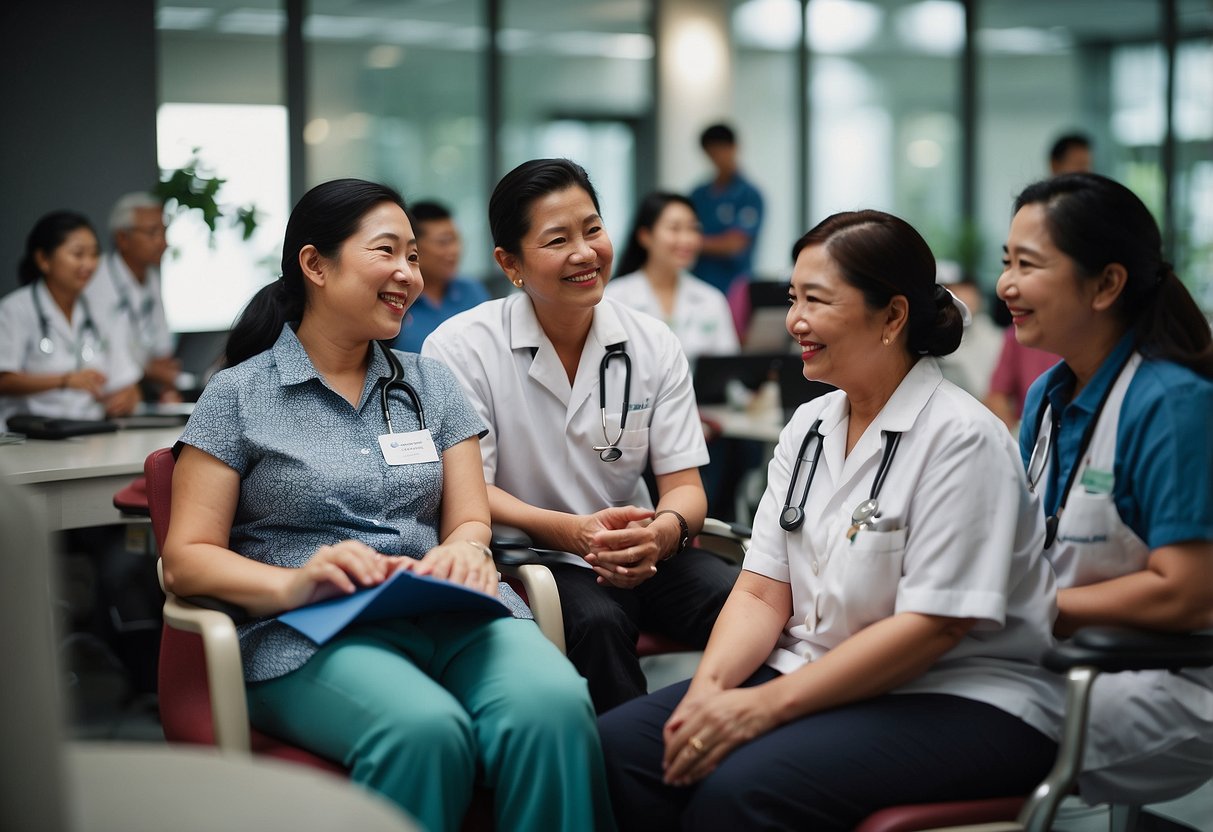 A group of people receiving support and rehabilitation services at the Singapore Heart Foundation