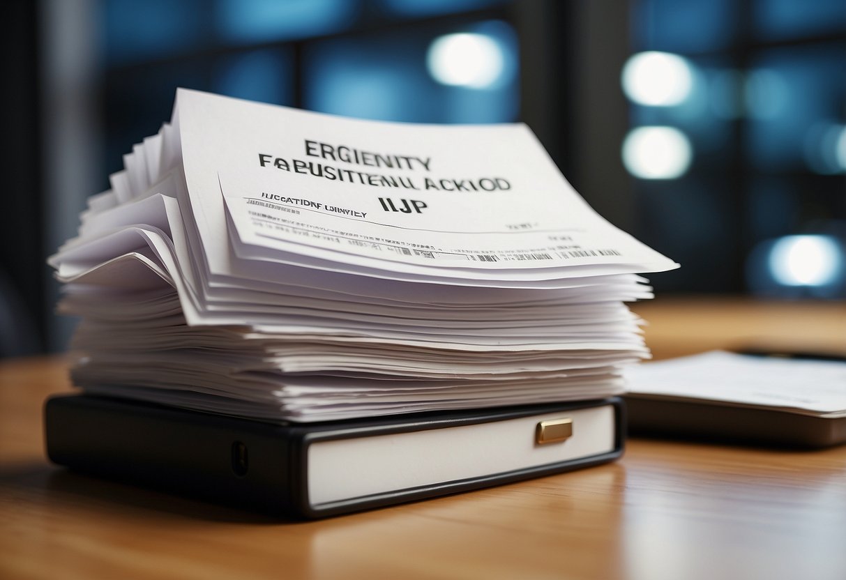 A stack of papers with "Frequently Asked Questions JLPT Singapore" printed on the top, surrounded by a computer, pen, and notebook