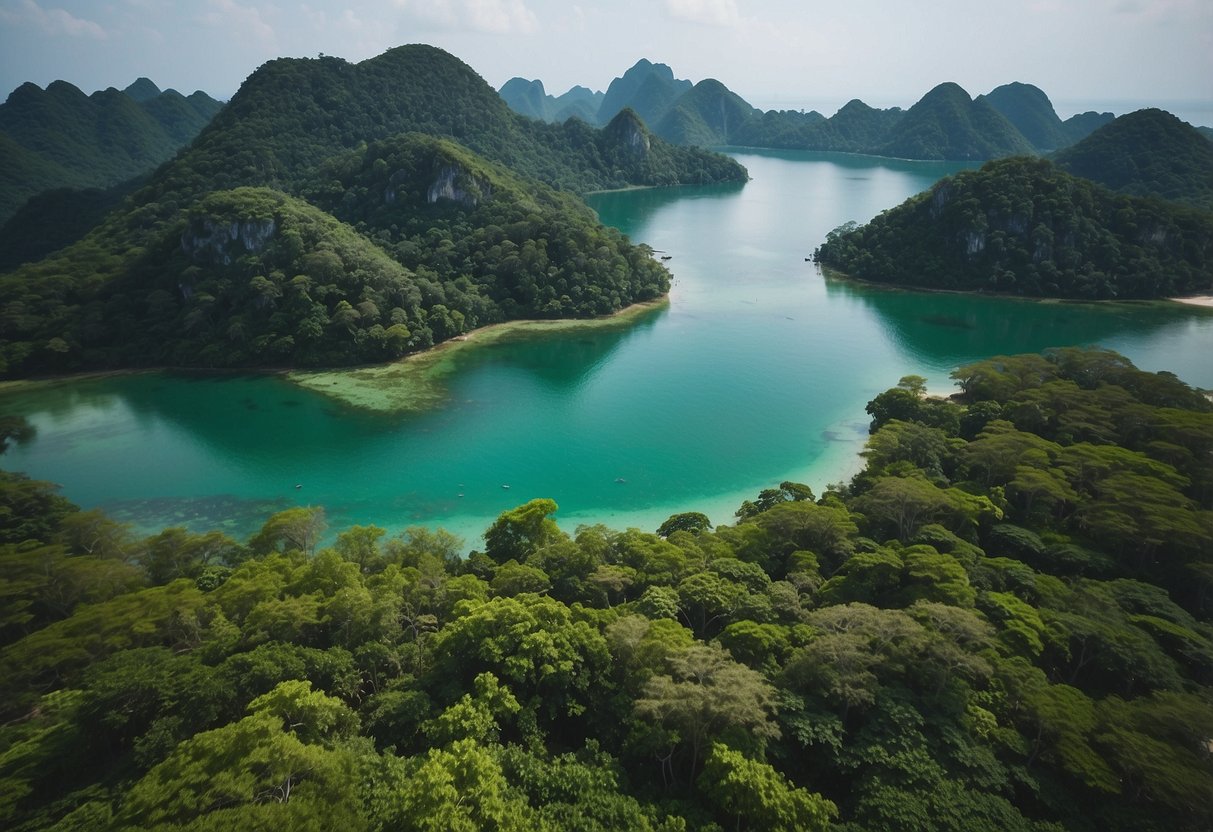 Lush greenery, diverse wildlife, and pristine waters surround Sudong Island, Singapore. The ecosystem thrives under careful conservation efforts