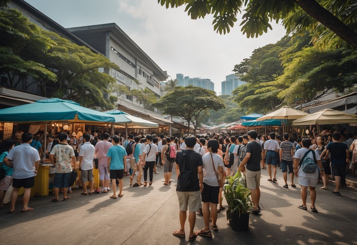 The bustling scene at Sudong Island, Singapore, with visitors seeking answers to frequently asked questions