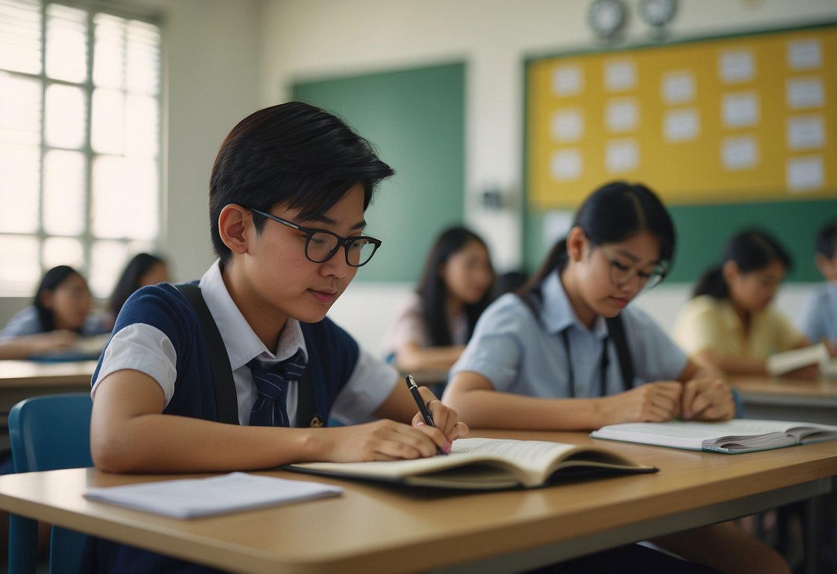 A student studying with a Singapore Ministry of Education Tuition Grant in a classroom setting