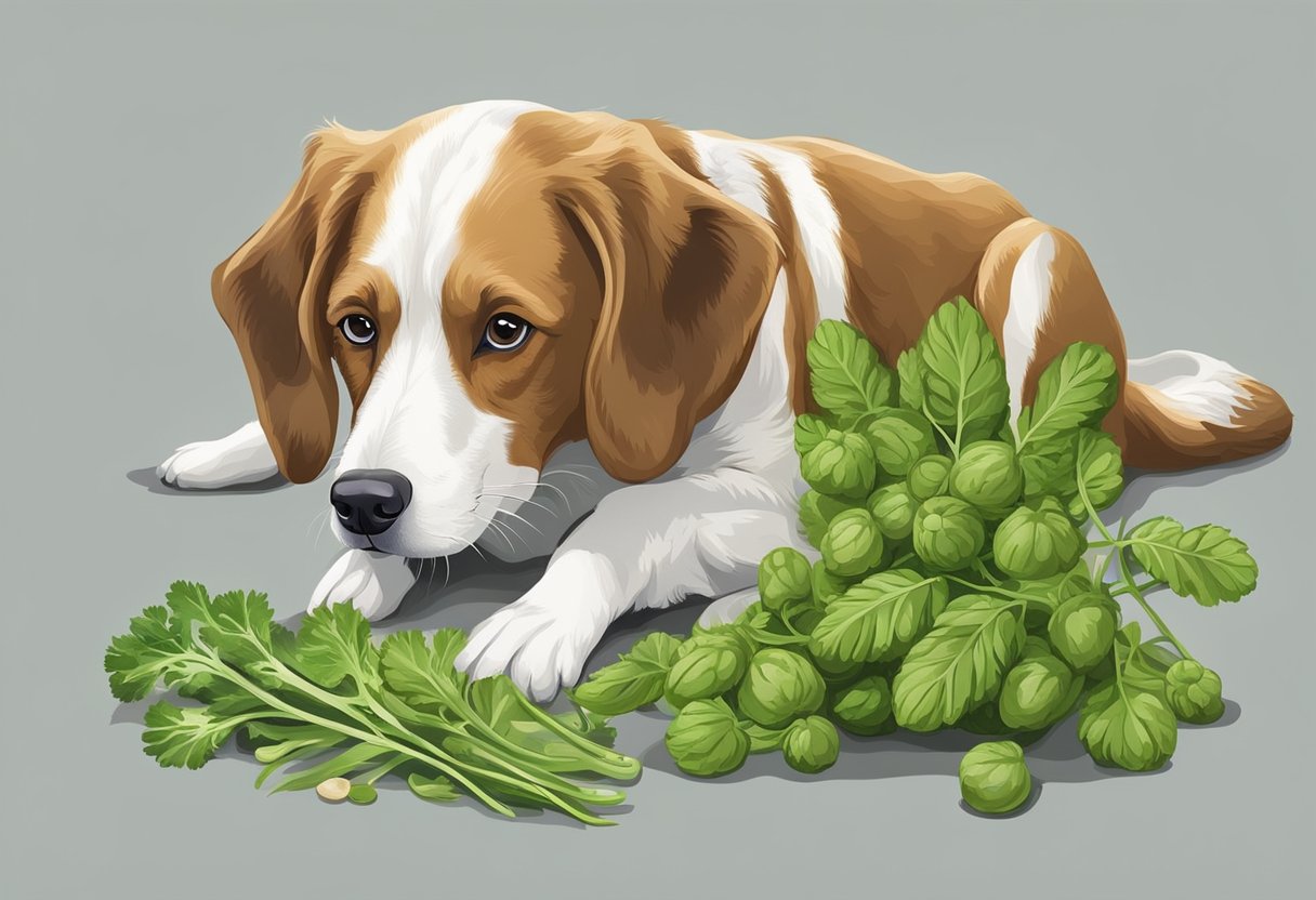 A dog eating coriander seeds without any negative effects