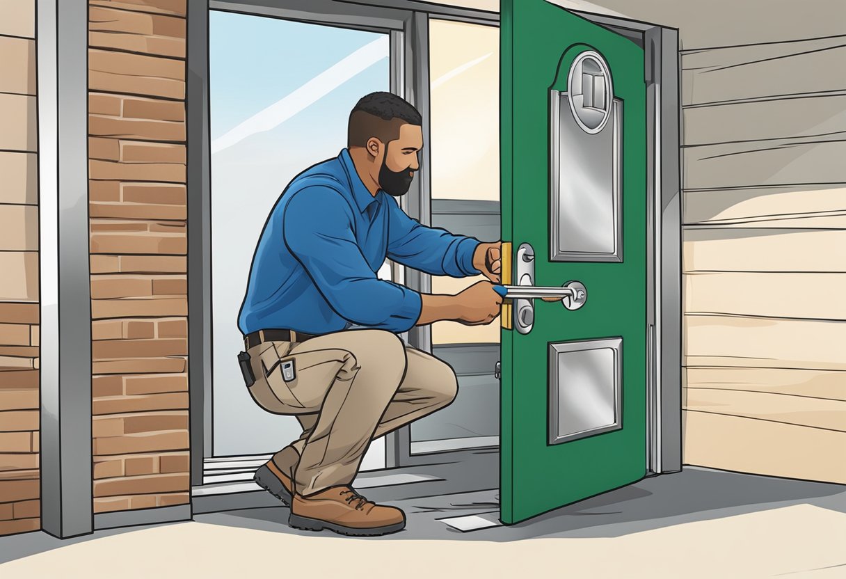 A locksmith swiftly unlocks a door in Milton, FL, under emergency conditions