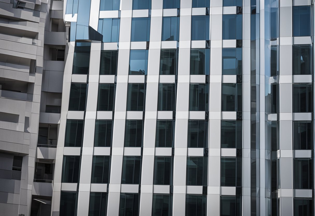 The iCRC USA headquarters stands tall, with a modern facade and a prominent logo. Surrounding buildings reflect in its glass exterior