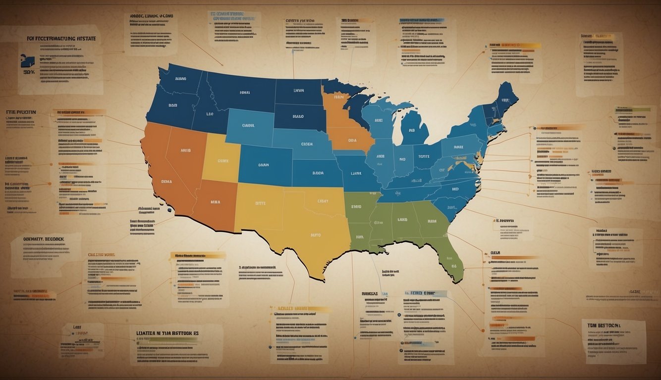 A colorful infographic showing various betting odds and types of bets, with a map of Louisiana in the background to indicate the legality of sports betting in the state