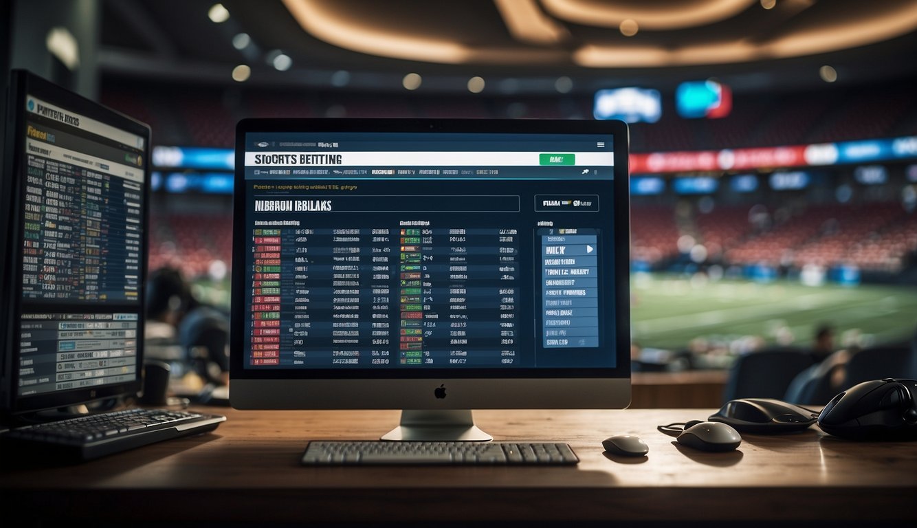 A computer screen displaying a sports betting website with the words "Is Sports Betting Legal in Nebraska" highlighted in the search bar