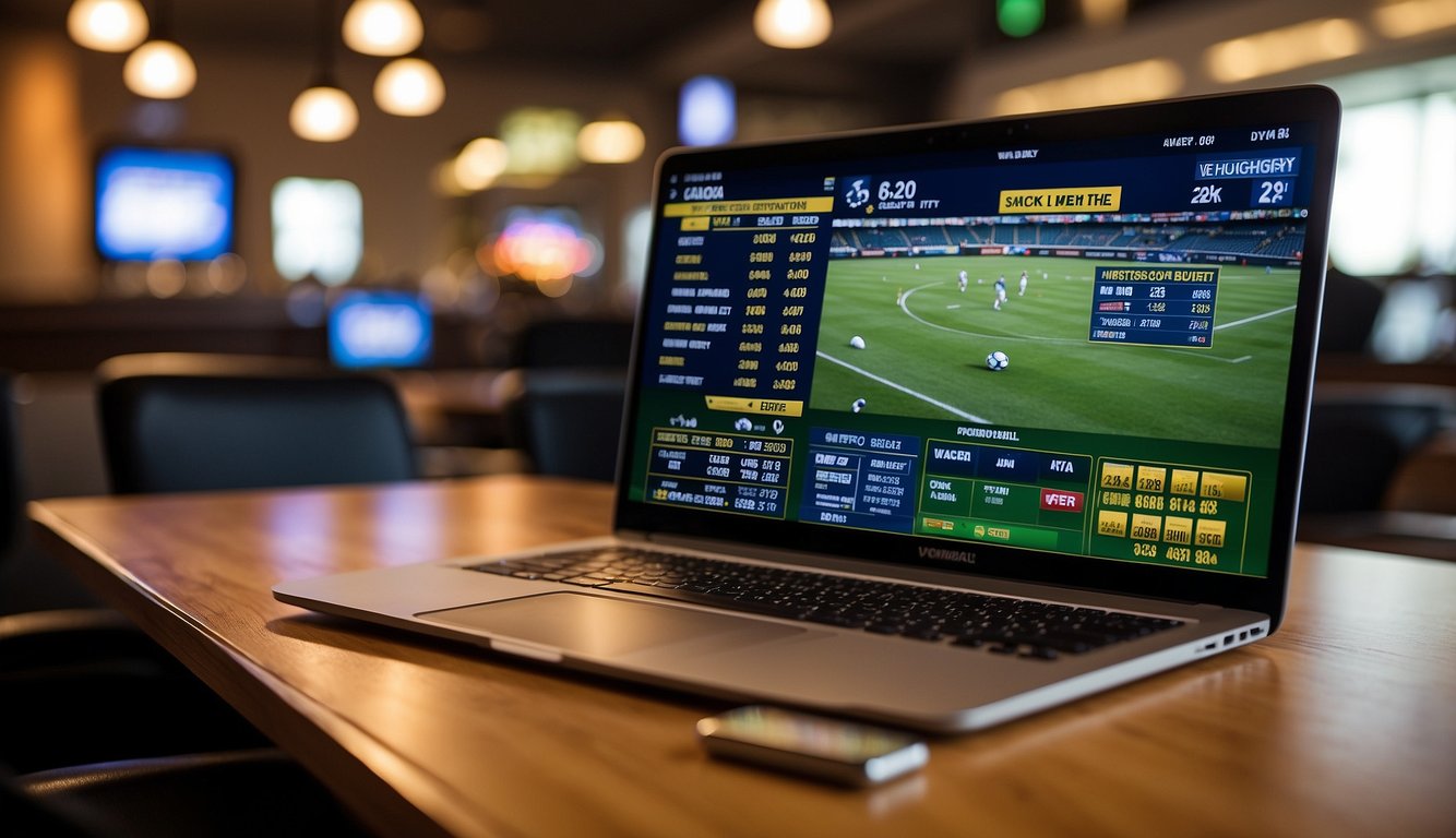 A sports betting website displays promotions and player bonuses in a vibrant and enticing manner. The legal status of sports betting in Vermont is highlighted prominently