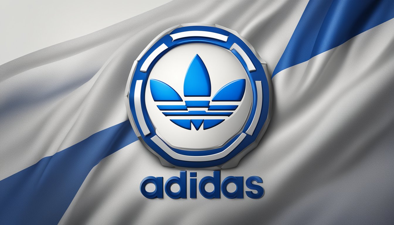 Adidas logo displayed with Israeli flag in background