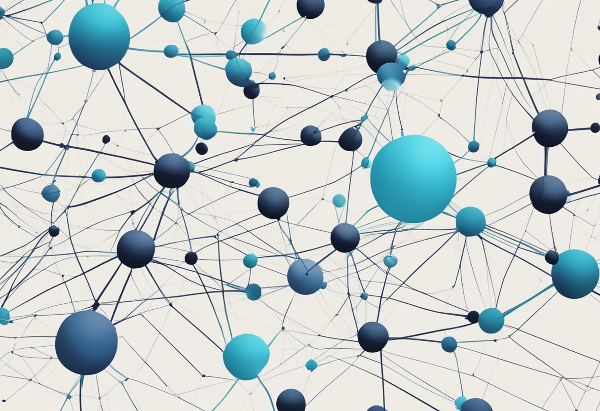 A network of interconnected data points and graphs, representing the flow of information and analysis in a business setting