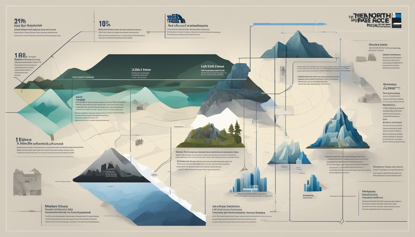 The North Face logo displayed in front of a historical timeline, including significant events related to Israel