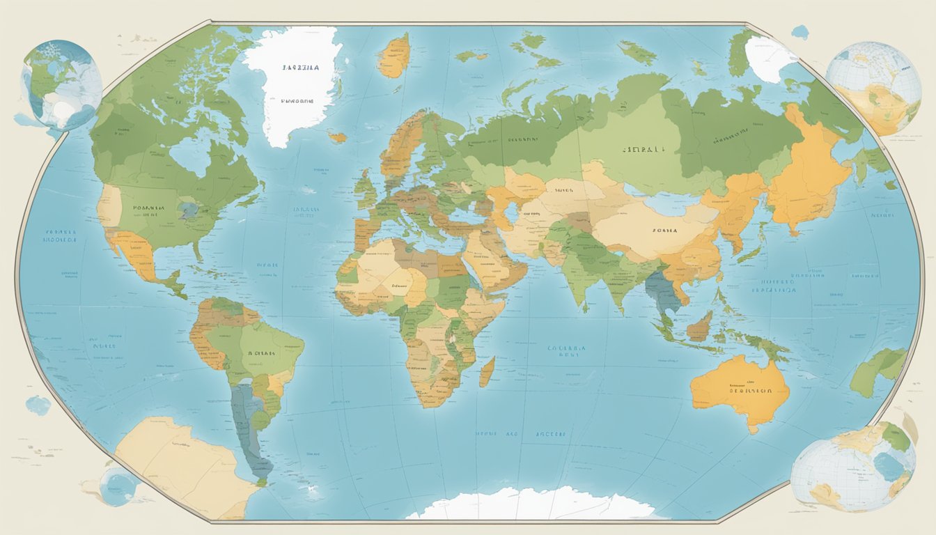 A world map with highlighted regions, including Israel, and Patagonia's logo displayed in multiple locations around the globe