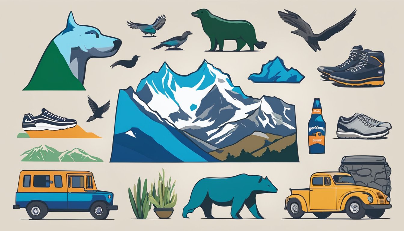 Patagonia collaborates with various brands and organizations. The scene could show the Patagonia logo alongside other well-known logos to depict their support and interactions with other brands and organizations