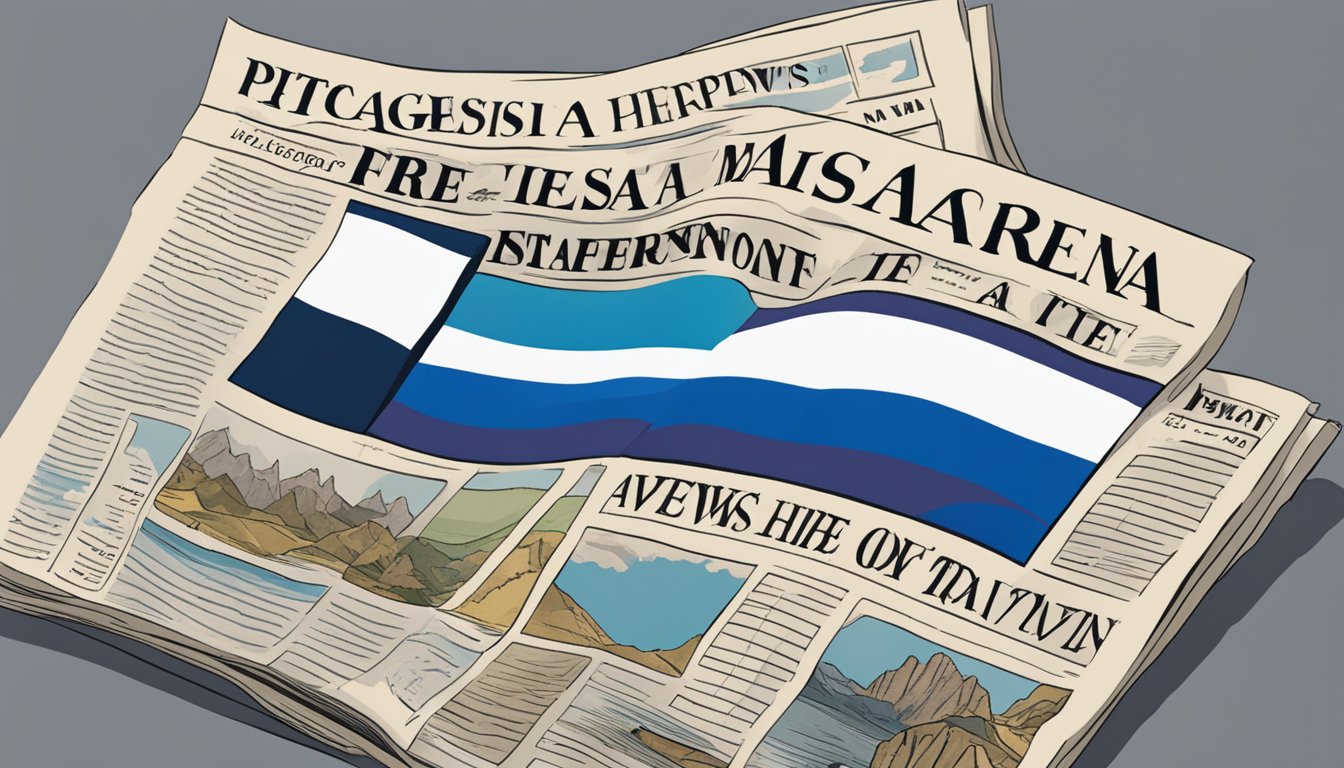 Patagonia logo displayed on news articles with mixed headlines about Israel support