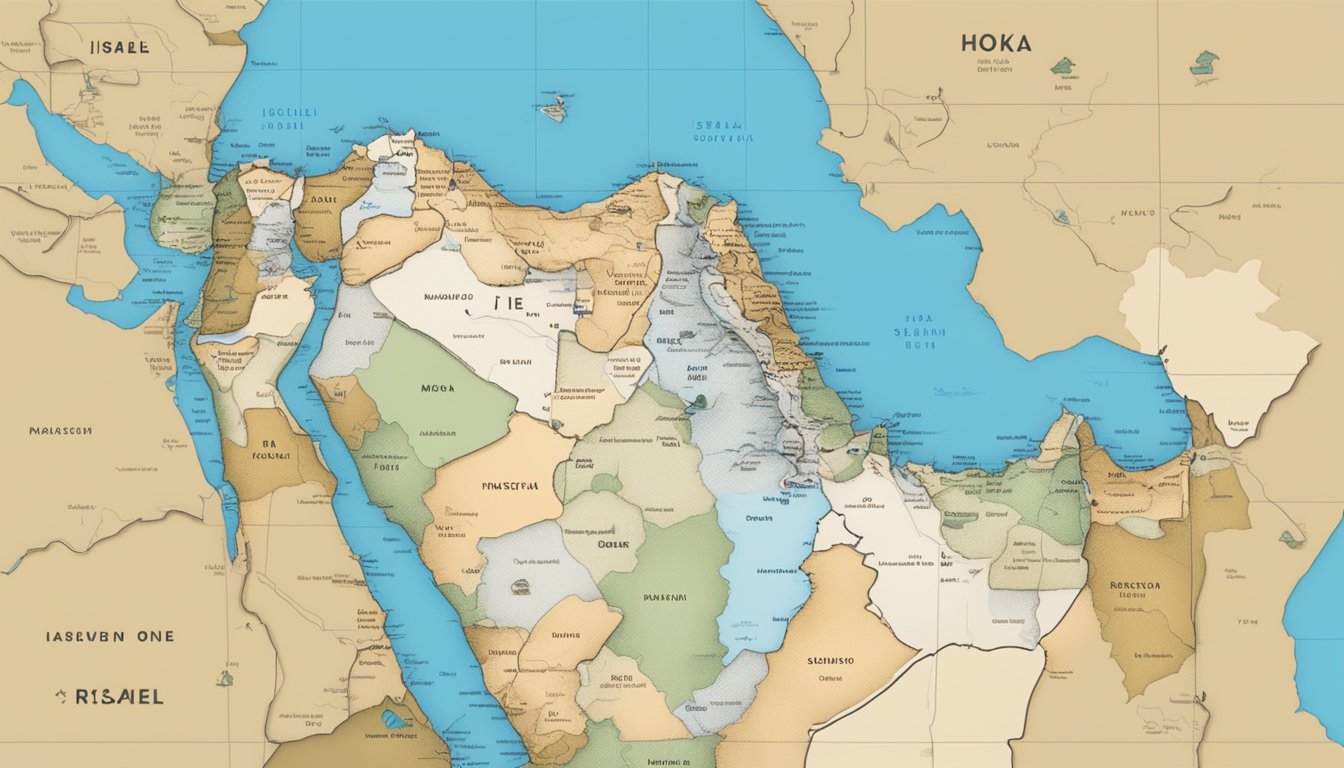 A map of Israel with a Hoka One One shoe superimposed over it