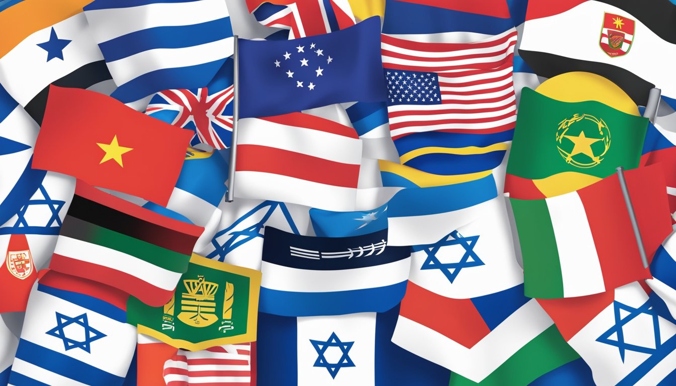 Rawlings logo displayed alongside flags of various countries, including Israel. Global brands' impact evident