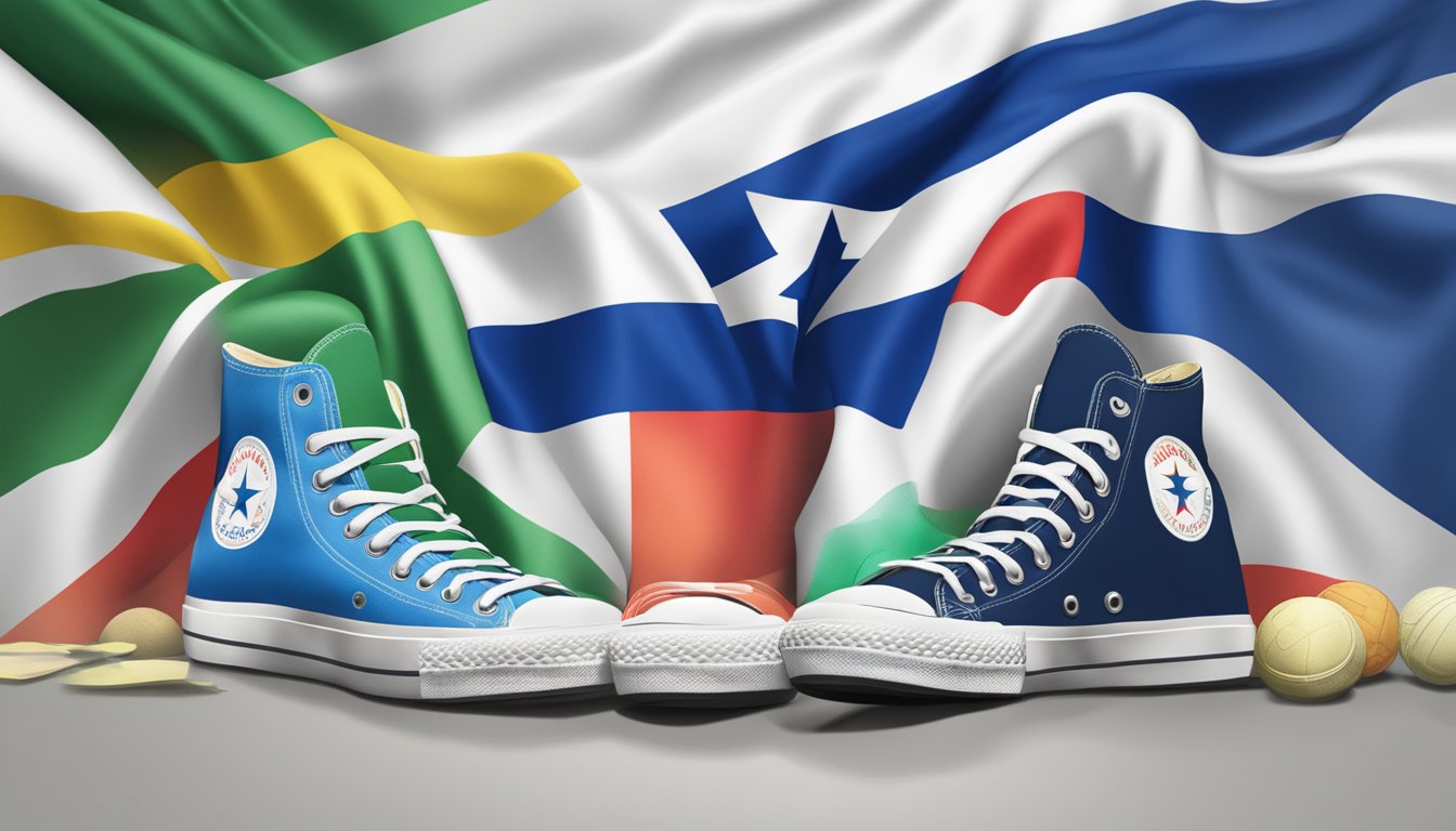 Converse logo next to Israeli and other country flags