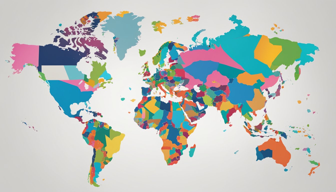 Converse logo superimposed over world map with question mark. Countries highlighted in different colors to indicate varying reactions and policies towards Israel