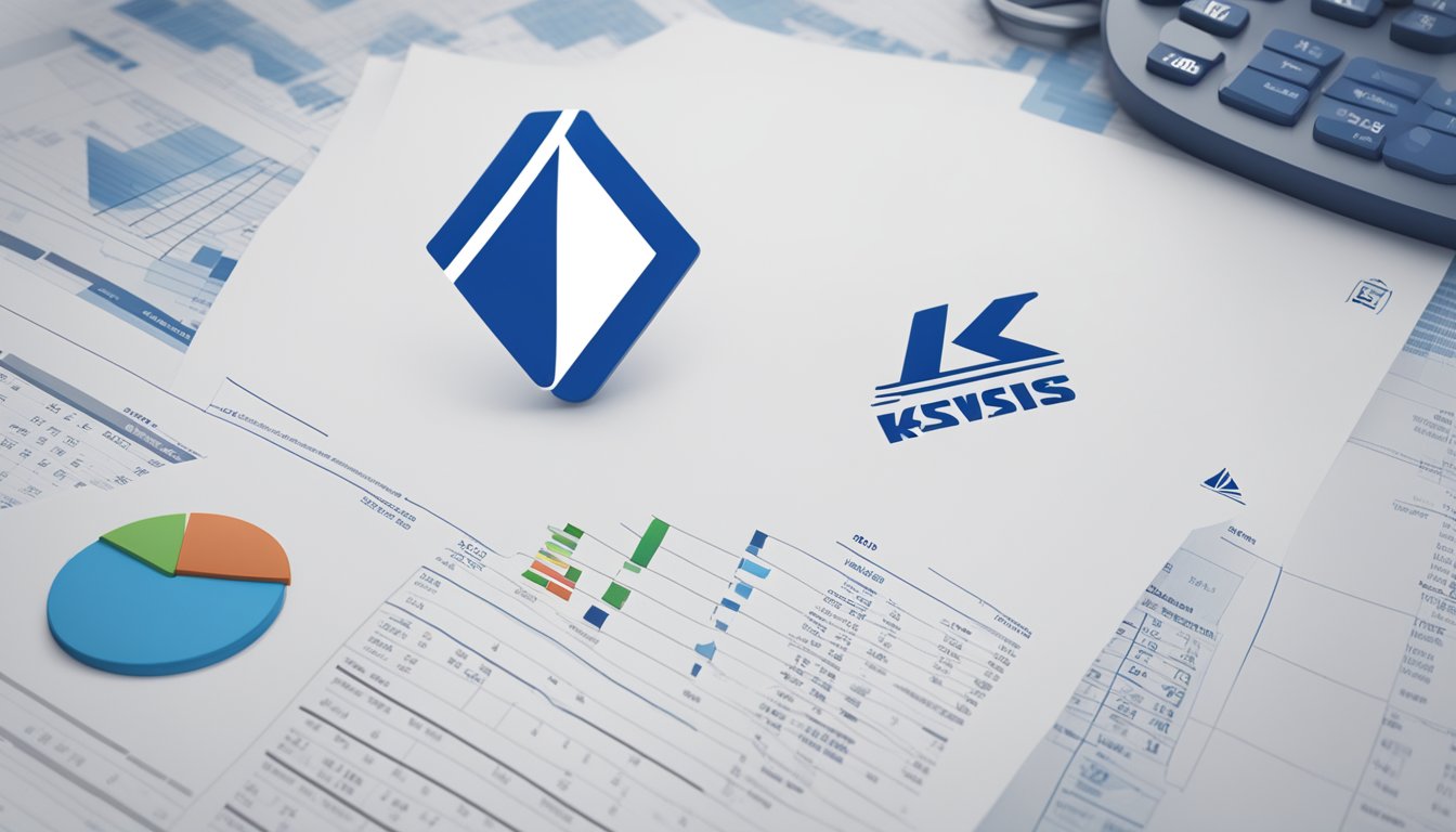 K-Swiss logo on a corporate document with financial data. Israeli flag in the background