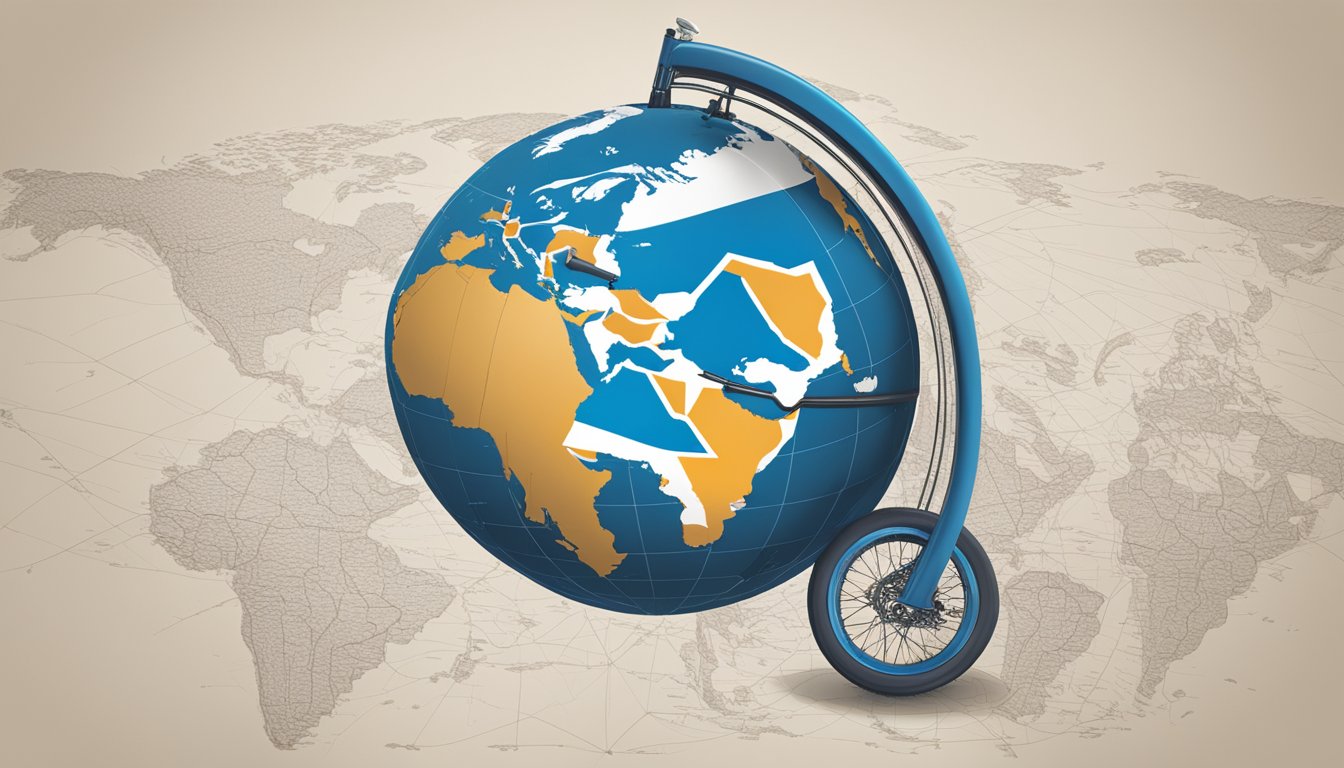 A modern bicycle company's logo emerges from a globe, with a map of Israel highlighted in the background