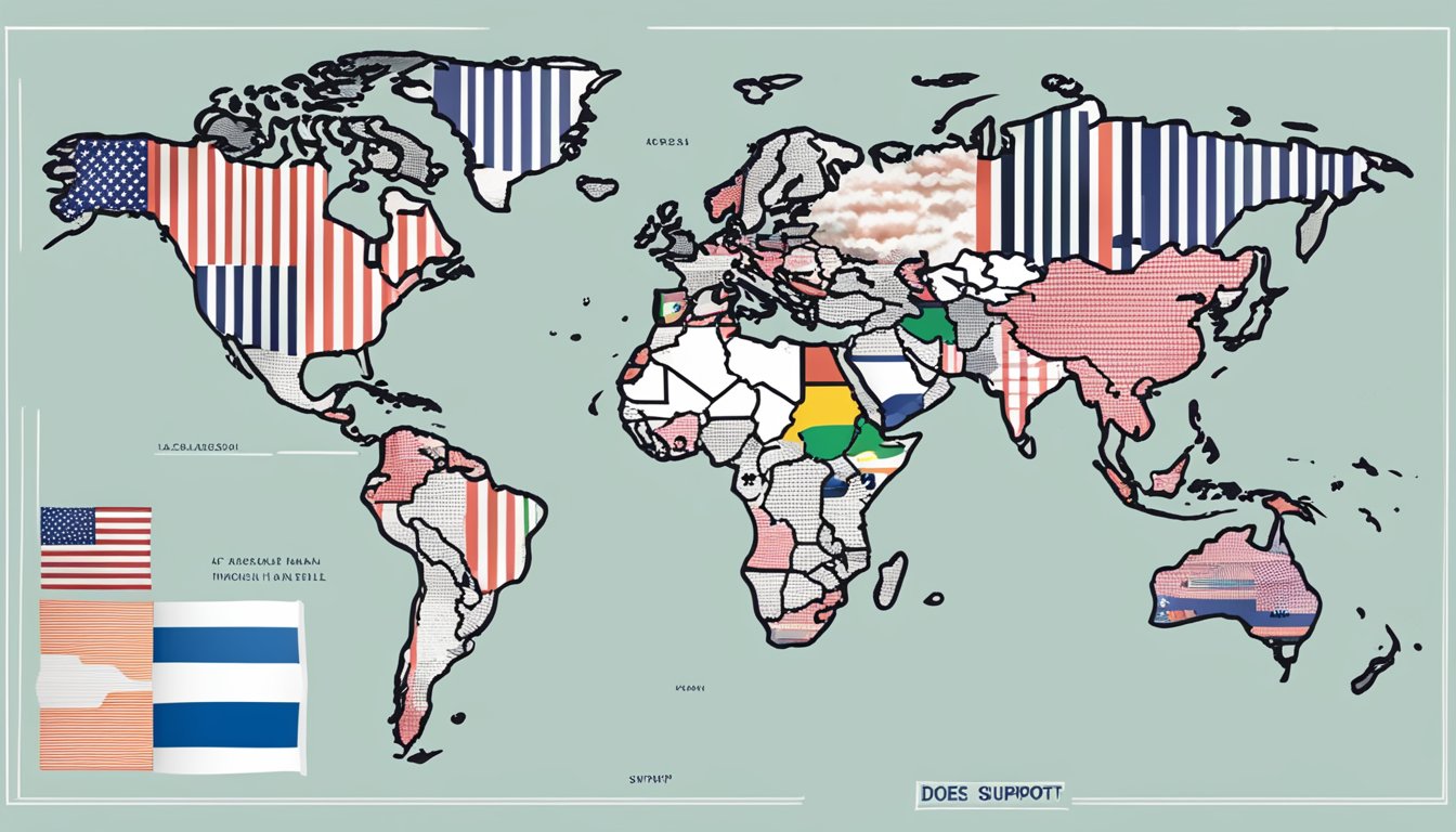 Global companies' logos displayed with flags of different countries. A map of Israel highlighted. Text reads "Does GT support Israel?"