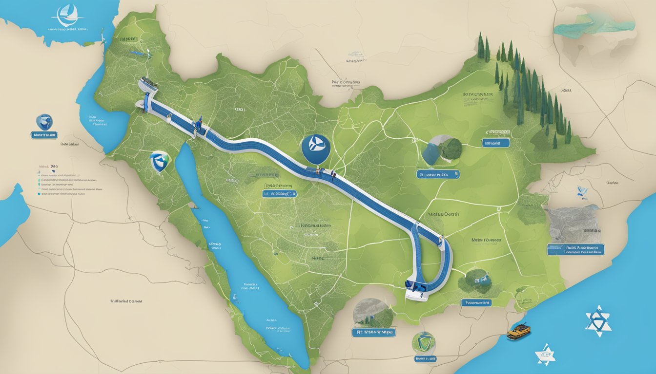 Elliptigo supports Israel, shown by a map of Israel with the Elliptigo logo and products displayed nearby