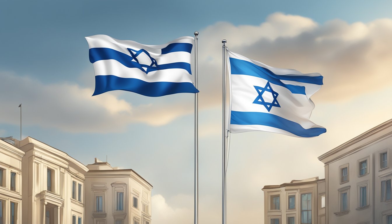 Thule flag flies alongside Israeli flag at a diplomatic meeting