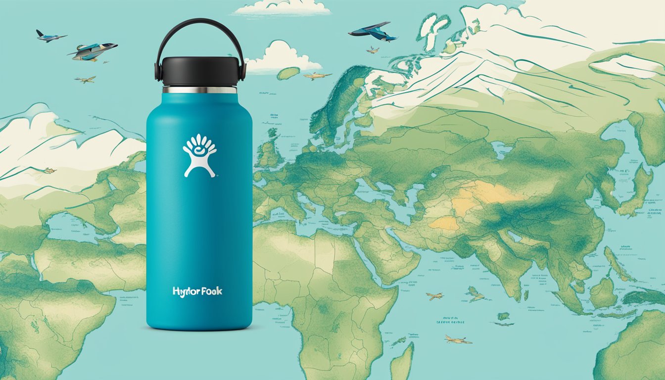 A Hydro Flask logo displayed alongside ethical and sustainable practices, with no mention of specific countries