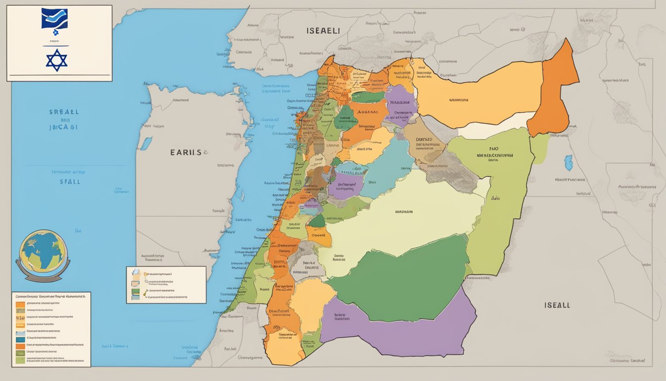 A map of Israel surrounded by economic indicators and support symbols from Kelty